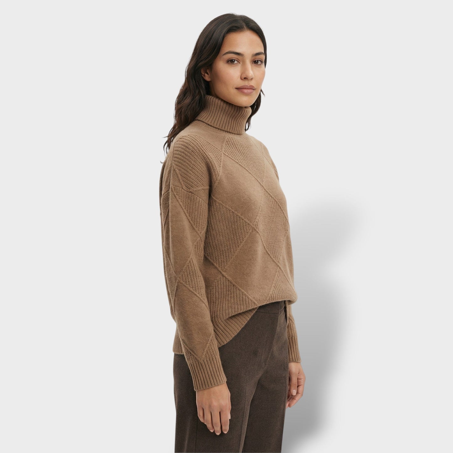 Jersey Mujer Cuello Alto Punto Rombos