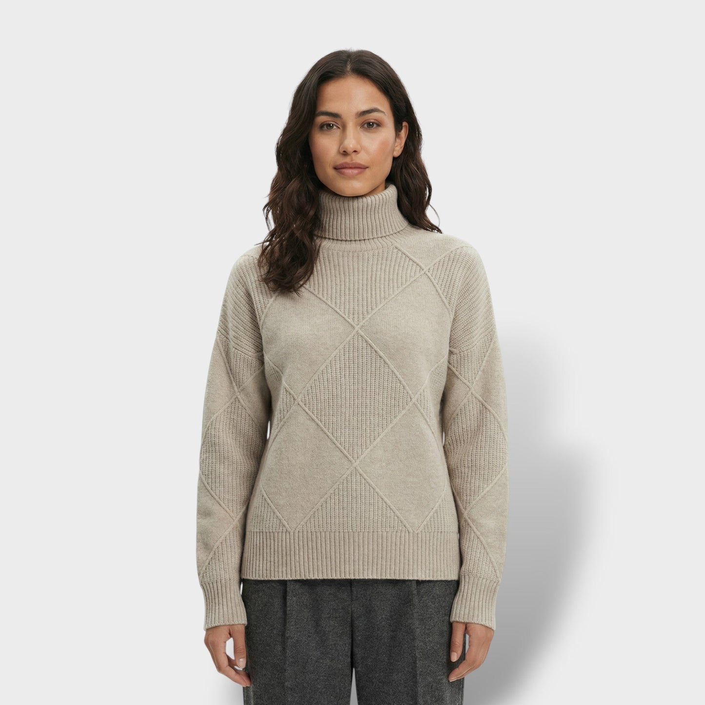 Jersey Mujer Cuello Alto Punto Rombos