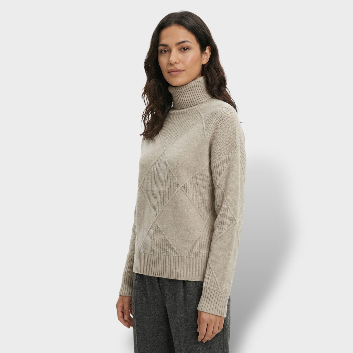 Jersey Mujer Cuello Alto Punto Rombos