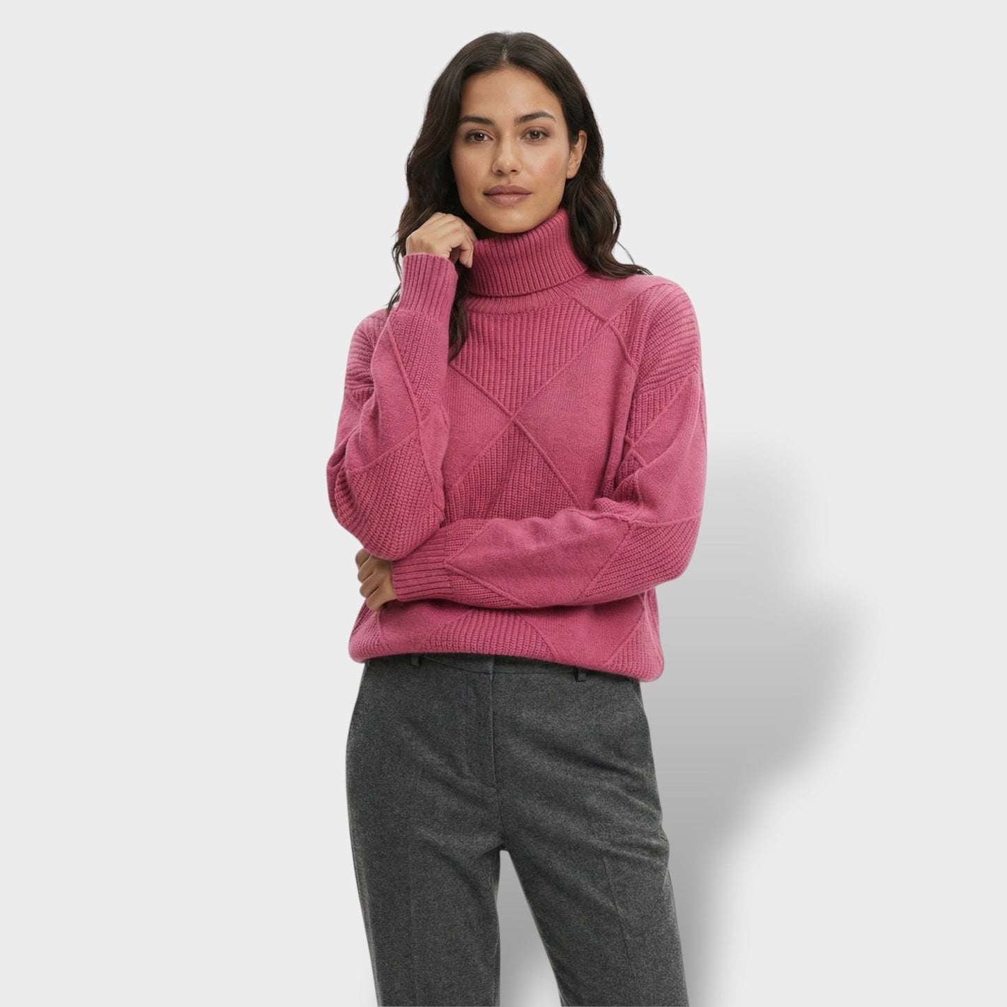 Jersey Mujer Cuello Alto Punto Rombos