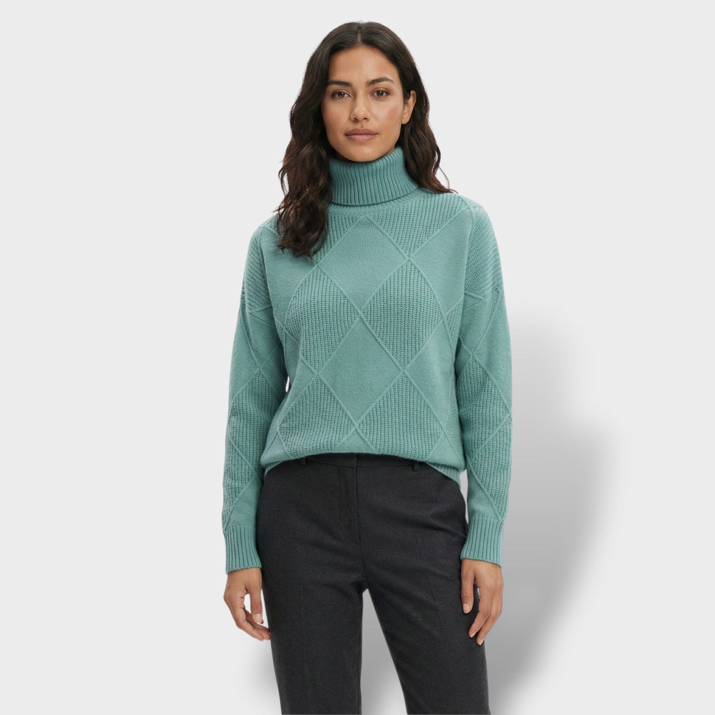 Jersey Mujer Cuello Alto Punto Rombos