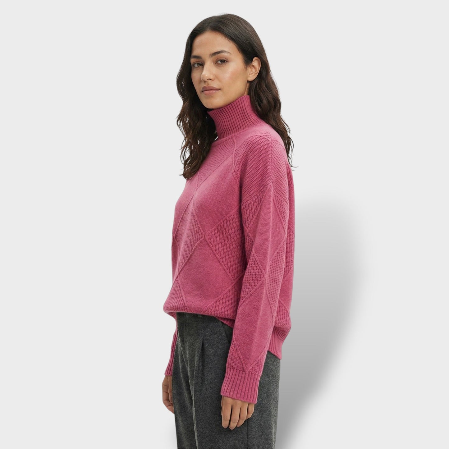 Jersey Mujer Cuello Alto Punto Rombos