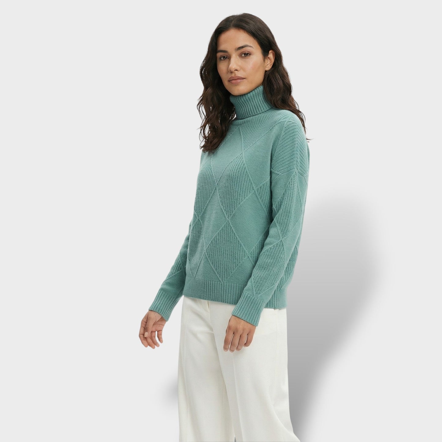 Jersey Mujer Cuello Alto Punto Rombos